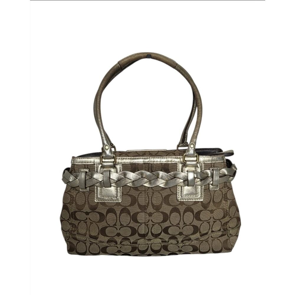 Y2K Coach Hampton F13065 Signature Monogram Canvas Braided Tassel Handbag - Picture 3 of 13